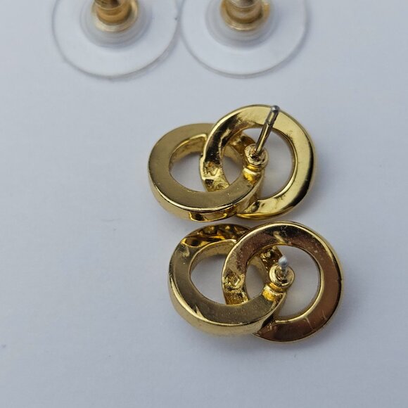 Kate Spade Marked Double Circle Stud Gold Earrings - Picture 5 of 8